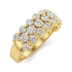 1.38 CTTW Multi-Row Shared-Prong Half Eternity Band in 10K Yellow Gold thumbnail 2
