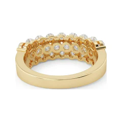 1.38 CTTW Multi-Row Shared-Prong Half Eternity Band in 10K Yellow Gold thumbnail 3
