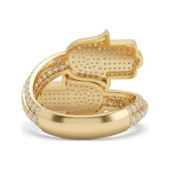 1.19 CTTW Hamsa Hand Ring with Micro-Pave Detail in 10K Yellow Gold thumbnail 3