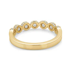 0.39 CTTW Bezel Half-Eternity Band | Milgrain Vintage Round Diamond Ring in 10K Yellow Gold thumbnail 3