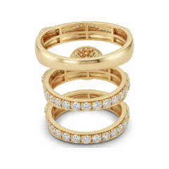 0.65 CTTW Bypass Cluster Pave Wedding & Engagement Bridal Set in 10K Yellow Gold thumbnail 3