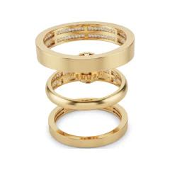 0.64 CTTW Round Cluster Pave Bridal Set | Matching Ring Set in 10K Yellow Gold thumbnail 3