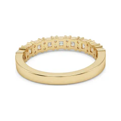 0.84 CTTW Baguette & Round Half-Eternity Wedding Band in 10K Yellow Gold thumbnail 3