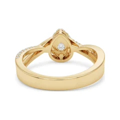 0.38 CTTW Pear Halo Engagement Ring | Split Shank Filigree Ring in 10K Yellow Gold thumbnail 3