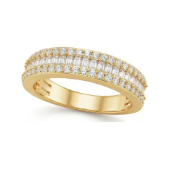 0.79 CTTW Baguette Half Eternity Band | Channel Set Wedding Ring in 10K Yellow Gold thumbnail 1
