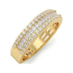0.79 CTTW Baguette Half Eternity Band | Channel Set Wedding Ring in 10K Yellow Gold thumbnail 2