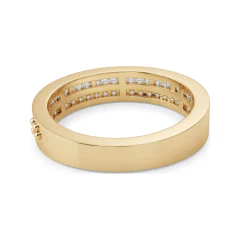 0.79 CTTW Baguette Half Eternity Band | Channel Set Wedding Ring in 10K Yellow Gold thumbnail 3
