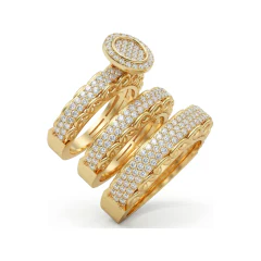 1.73 CTTW Micro-Pave Multi-Row Wide Cluster Band Statement Ring in 10K Yellow Gold thumbnail 2