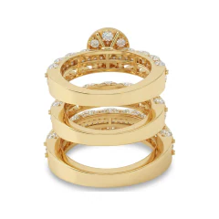 1.73 CTTW Micro-Pave Multi-Row Wide Cluster Band Statement Ring in 10K Yellow Gold thumbnail 3
