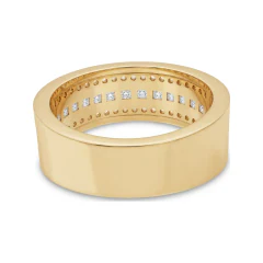 1.2 CTTW Princess Cut Channel Multi-Row Half Eternity Band in 10K Yellow Gold thumbnail 3