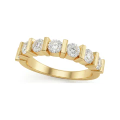 1.03 CTTW Seven-Stone Bar-Set Wedding Band in 10K Yellow Gold thumbnail 1