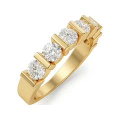 1.03 CTTW Seven-Stone Bar-Set Wedding Band in 10K Yellow Gold thumbnail 2