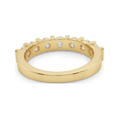 1.03 CTTW Seven-Stone Bar-Set Wedding Band in 10K Yellow Gold thumbnail 3