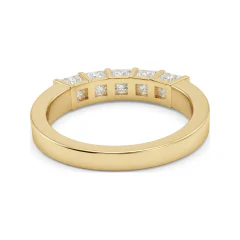 0.98 CTTW Five-Stone Princess Bar-Set Wedding Band in 10K Yellow Gold thumbnail 3