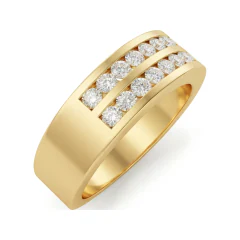 0.6 CTTW Two-Row Channel-Set Half Eternity Band in 10K Yellow Gold thumbnail 2
