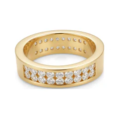 0.6 CTTW Two-Row Channel-Set Half Eternity Band in 10K Yellow Gold thumbnail 3