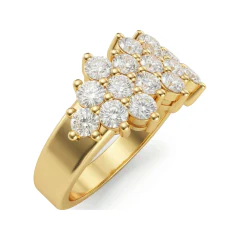 1.73 CTTW Round Diamond Cluster Cocktail Ring & Band in 10K Yellow Gold thumbnail 2