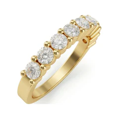 0.9 CTTW Half-Eternity Round Stone Band, Shared Prong in 10K Yellow Gold thumbnail 2