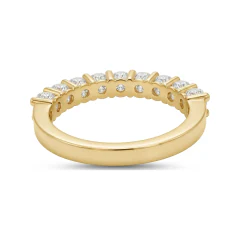0.9 CTTW Half-Eternity Round Stone Band, Shared Prong in 10K Yellow Gold thumbnail 3