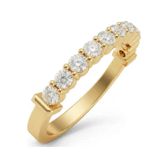 0.54 CTTW Shared-Prong Round Half-Eternity Band in 10K Yellow Gold thumbnail 2