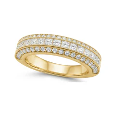 1.21 CTTW Princess & Round Diamond Channel Eternity Band in 10K Yellow Gold thumbnail 1