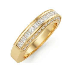 1.21 CTTW Princess & Round Diamond Channel Eternity Band in 10K Yellow Gold thumbnail 2