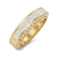 1.78 CTTW Princess Channel Micro-Pave Eternity Wedding Band in 10K Yellow Gold thumbnail 2