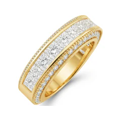 2.73 CTTW Princess & Round Eternity Band, Multi-Row in 10K Yellow Gold thumbnail 2