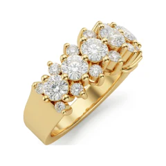 1.92 CTTW Round Cluster Cocktail Ring and Band in 10K Yellow Gold thumbnail 2