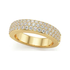 0.88 CTTW Multi-Row Micro-Pave Wide Half Eternity Band in 10K Yellow Gold thumbnail 1