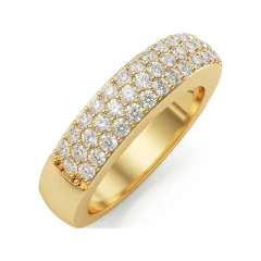 0.88 CTTW Multi-Row Micro-Pave Wide Half Eternity Band in 10K Yellow Gold thumbnail 2