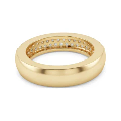 0.88 CTTW Multi-Row Micro-Pave Wide Half Eternity Band in 10K Yellow Gold thumbnail 3
