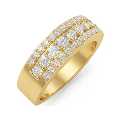 0.94 CTTW Multi-Row Pave Half-Eternity Band in 10K Yellow Gold thumbnail 2