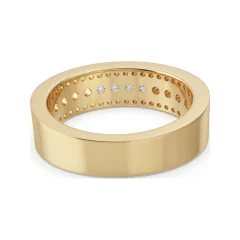 0.94 CTTW Multi-Row Pave Half-Eternity Band in 10K Yellow Gold thumbnail 3