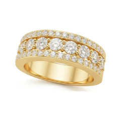 1.24 CTTW Pave Multi-Row Half Eternity Band Wedding Ring in 10K Yellow Gold thumbnail 1