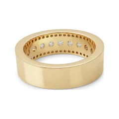 1.24 CTTW Pave Multi-Row Half Eternity Band Wedding Ring in 10K Yellow Gold thumbnail 3