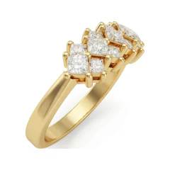 0.89 CTTW Geometric Princess-Cut Cluster Wedding Band in 10K Yellow Gold thumbnail 2