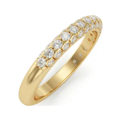 0.57 CTTW Classic Pave Half Eternity Wedding Band in 10K Yellow Gold thumbnail 2