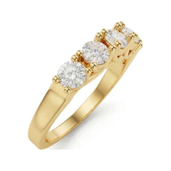 0.95 CTTW Five-Stone Graduated Diamond Band | Shared-Prong Ring in 10K Yellow Gold thumbnail 2