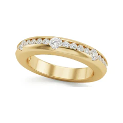 0.8 CTTW Channel-Set Round Half Eternity Wedding Band in 10K Yellow Gold thumbnail 1