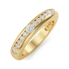 0.8 CTTW Channel-Set Round Half Eternity Wedding Band in 10K Yellow Gold thumbnail 2