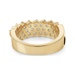 1.85 CTTW Mens Bar-Set Round Wide Wedding Band in 10K Yellow Gold thumbnail 3