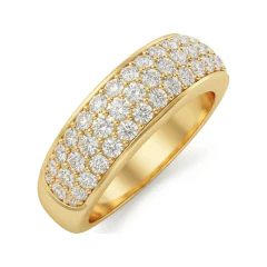 1.11 CTTW Milgrain Dome Pave Wedding Band | Multi-Row Ring in 10K Yellow Gold thumbnail 2