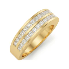 0.73 CTTW Two-Row Princess Channel Half Eternity Band in 10K Yellow Gold thumbnail 2