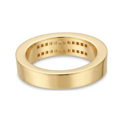 0.73 CTTW Two-Row Princess Channel Half Eternity Band in 10K Yellow Gold thumbnail 3