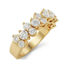 1.11 CTTW Two-Row Shared-Prong Half Eternity Band in 10K Yellow Gold thumbnail 2