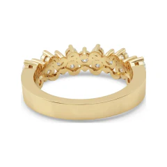 1.11 CTTW Two-Row Shared-Prong Half Eternity Band in 10K Yellow Gold thumbnail 3