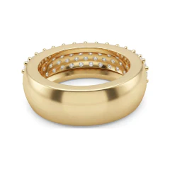2.09 CTTW Domed Multi-Row Pave Band | Wide Round Diamond Wedding Ring in 10K Yellow Gold thumbnail 3