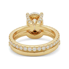3.77 CTTW Oval Hidden Halo Engagement Ring | Pave Bridal Set in 10K Yellow Gold thumbnail 3