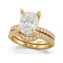 2.78 CTTW Cushion Hidden Halo Engagement Ring | Pave Solitaire in 10K Yellow Gold thumbnail 1